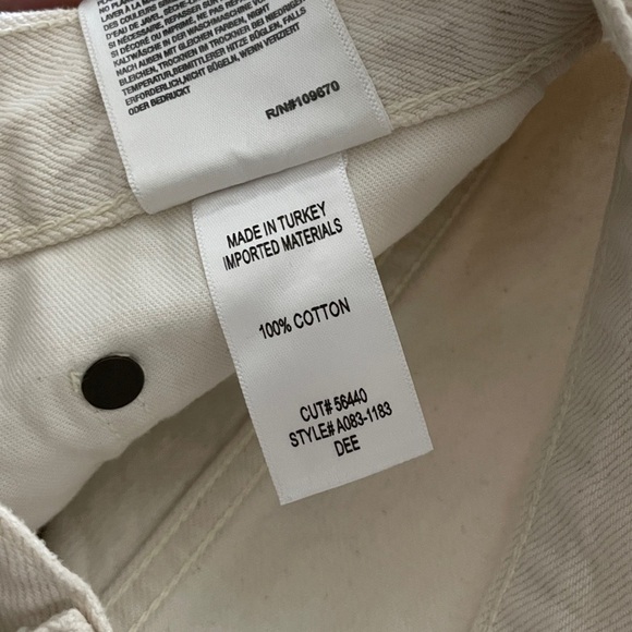 AGOLDE Dee High Rise Cut Off Jean Shorts Cream White Size 24 - Picture 7 of 7